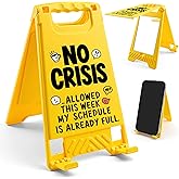 Office Decor Desk Accessories for Women - Gag Gifts for Men Office Decorations for Work, Unique Funny Desktop Decor Sign for Coworker Teammate Employee Boss(No Crisis Allowed This Week Sign)