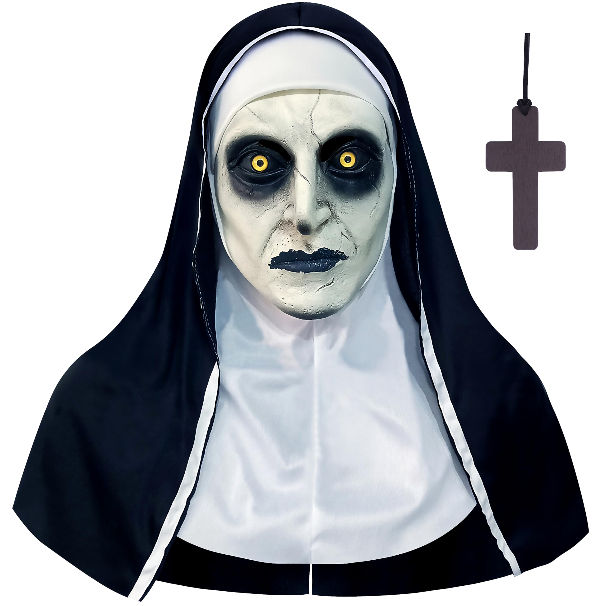 Orgoue Scary Nun Mask, Nun Costume Creepy Latex Mask for Women Adults for Cosplay Costume Props Halloween