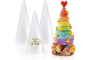 AHKUNMT 4 Pack Craft Foam Tree Cones, 10 * 4in Styrofoam Cones for Craft, White Large Polystyrene Foam Cones for Craft Use for DIY Art Projects, Christmas Tree Holiday Decor and Holiday Gnomes(10 * 4in-4pc)