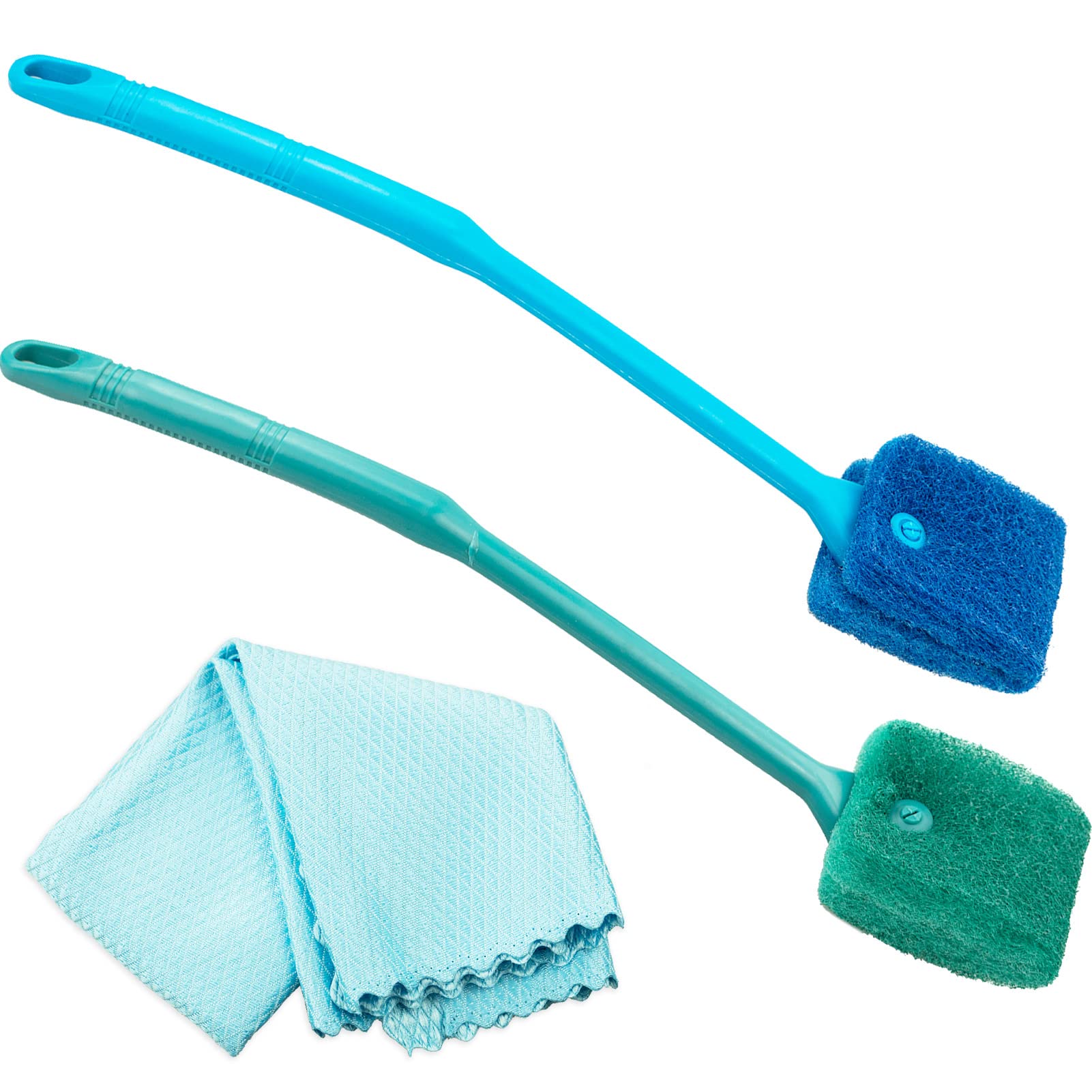 LAMXD Aquarium Fish Tank Cleaning Sponge Brush, Reusable Double-sided Sponge Brush Algae Scrapers Cleaner Tools with a Clean Cloth for Glass Tank Cleaning
