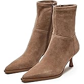 JORISTIMO Ankle Boots for Women Kitten Heel Short Boots Dressy Pointed Toe Booties Side Zipper