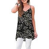 WNEEDU Women's Summer Sleeveless Spaghetti Strap Tunic Casual T-Shirt Tank Tops Blouse