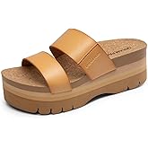 DREAM PAIRS Women's Platform Slides Sandals Comfortable Arch Support Footbed Two Strap Slip-on Fashion Beach Wedge Sandals