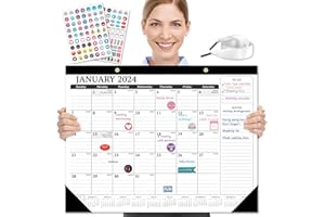 Umriox Large Desk Calendar, 18 Months 22" x 17" Desk Calendar, Runs from January 2024 to June 2025, 2024 Desk/Wall Calendar for School Work and Home Planner