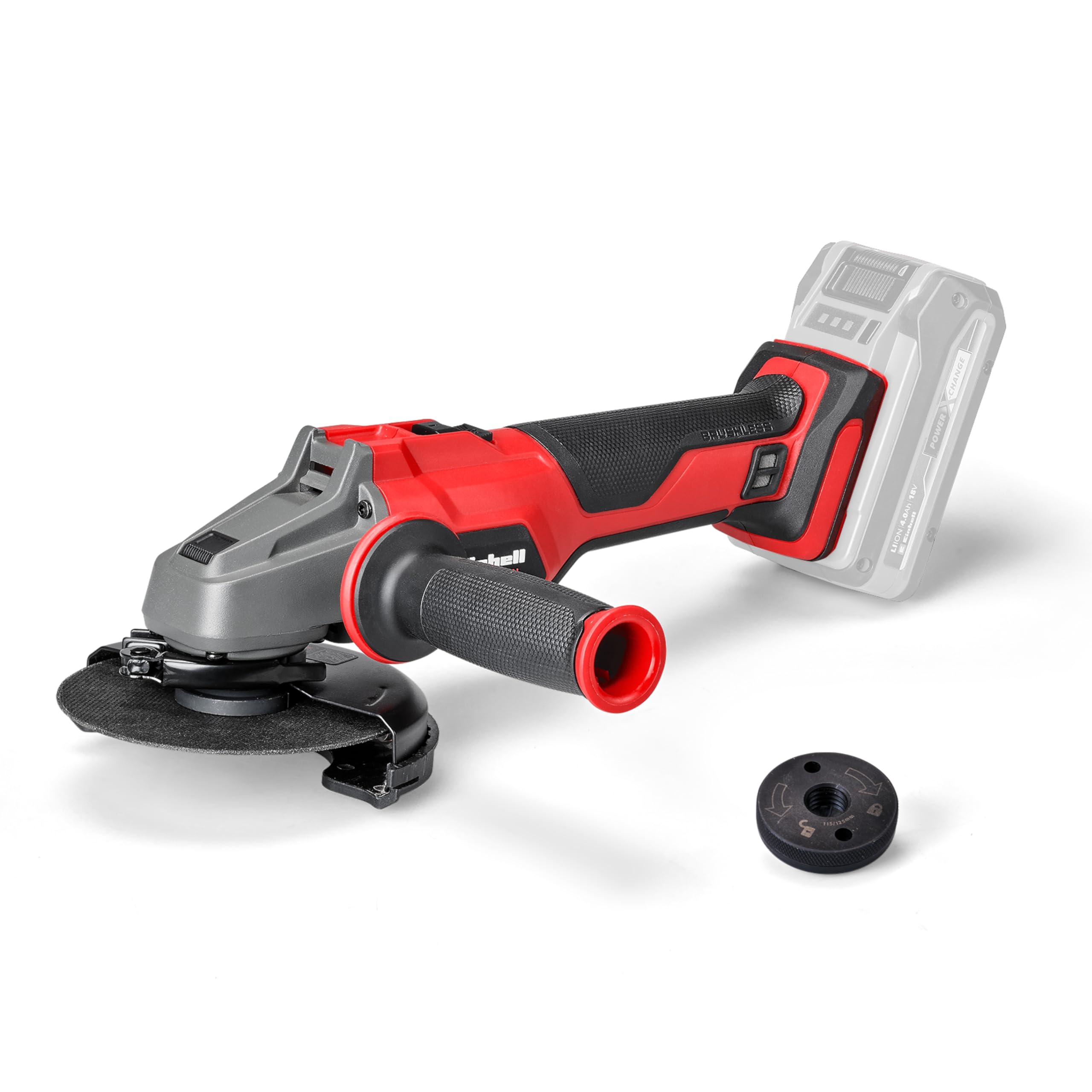 Einhell Professional Akku-Winkelschleifer AXXIO 18/125 Q Li-Solo Power X-Change (18 V, 700 W, 125 mm Scheiben-Ø, 33 mm Schnitttiefe, Brushless, Quick-Fix-Nut, ohne Trennscheibe, ohne Akku)