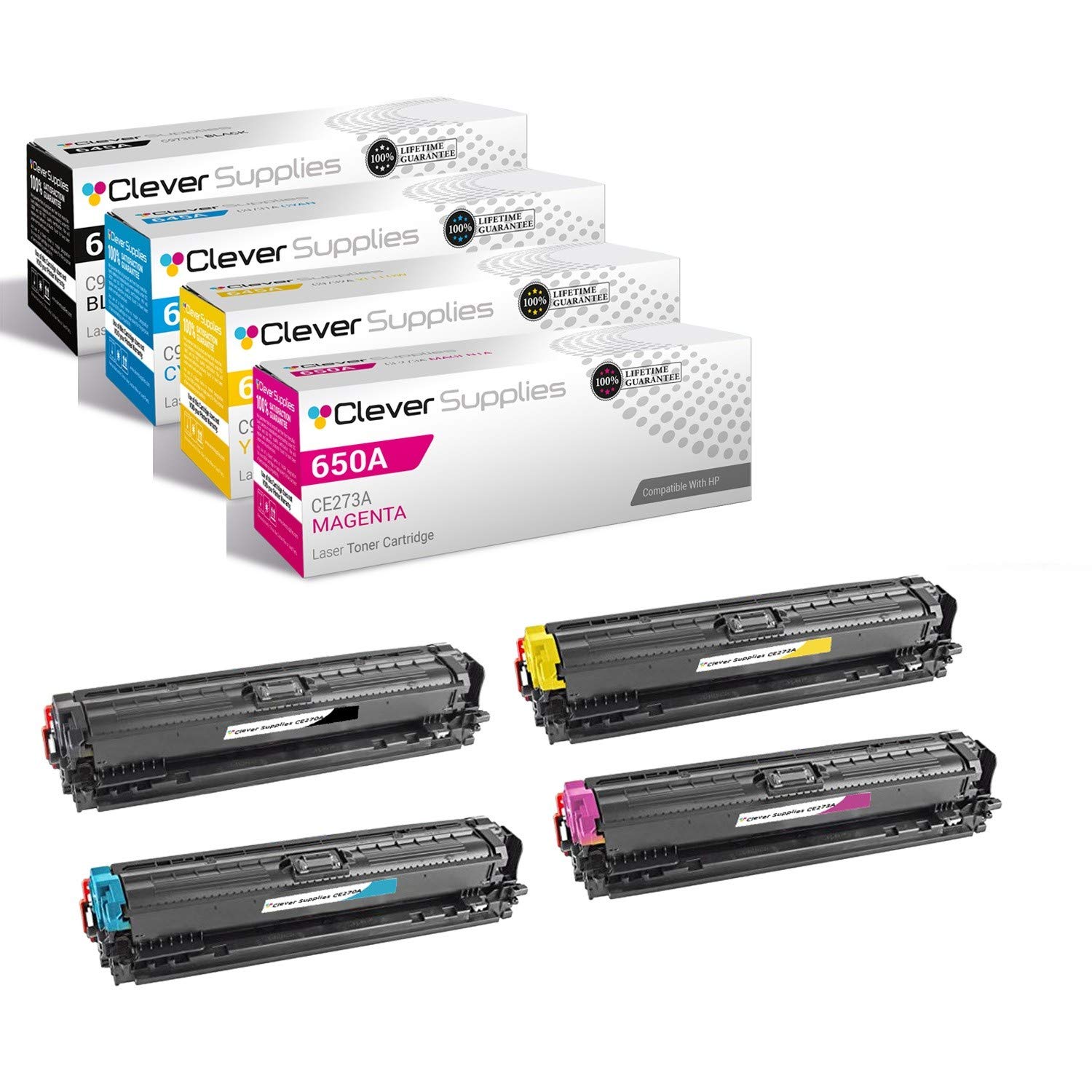 CS Compatible Toner Cartridge Replacement for HP Enterprise CP5525xh CE270A Black CE271A Cyan CE272A