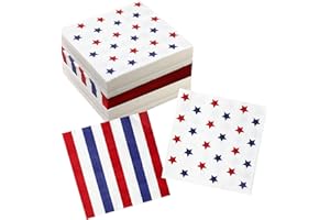 WINOO DESIGN 4th of July Napkins - 50 PK - 3 ply Fourth of July Cocktail Napkins July 4 Decorations Décor Patriotic American Flag Birthday Party Favors Independence Day