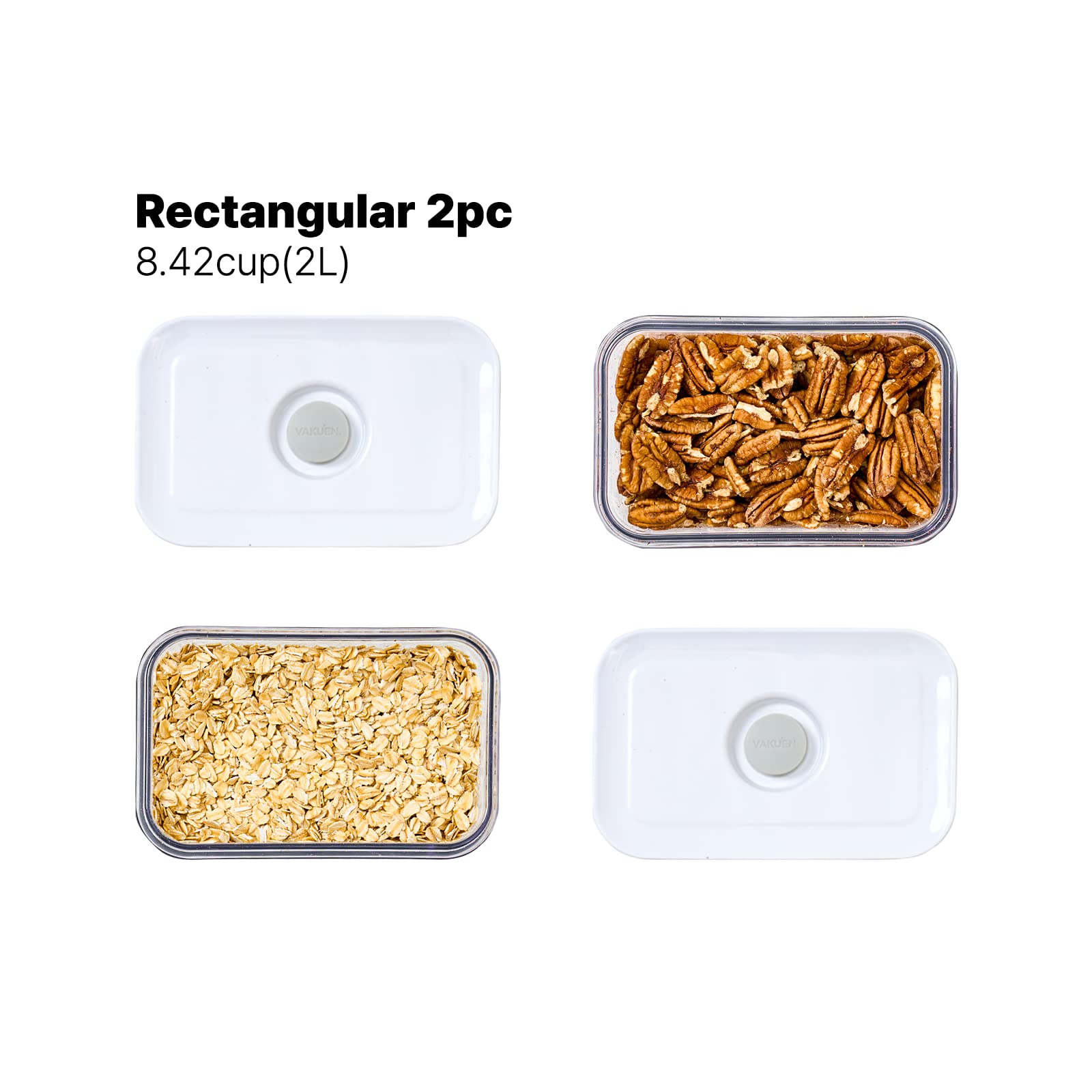 Premium Airtight Food Storage Containers, Rectangular 2PC-SET(2.11qt), Smart One-Click Seal Lid, 100% Leak Proof, Keep Food Fresh Longer, BPA-FREE, Dishwasher/Freezer & Microwave Safe