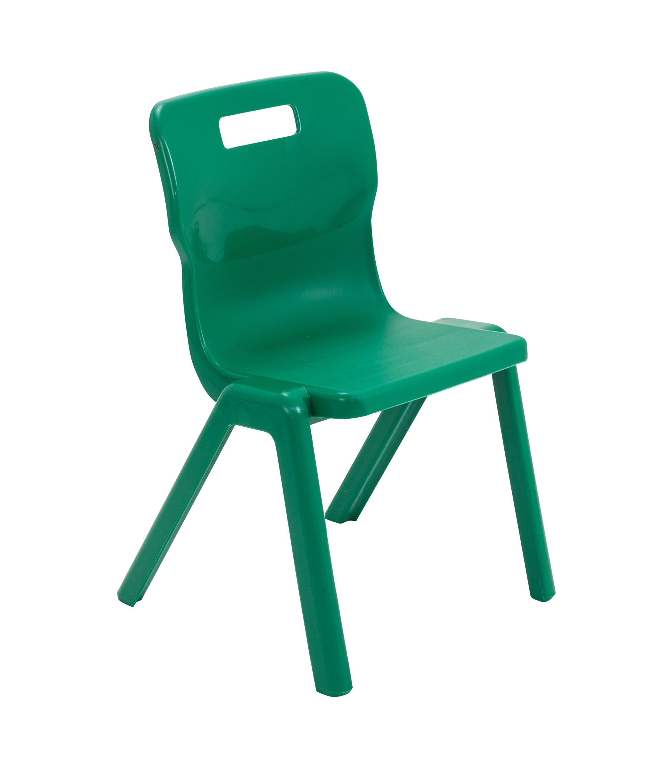 Titan One Piece Classroom Chair, Plastic, Green, Size 4 for Ages 8-9 Years, Pack of 4