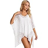FeelfunFeather Swimwear Cover Up for Women,V-Neck Summer Beach Swimsuit for Pool,Sea,Party(Knit or Lace Bathing Suit CoverUp)
