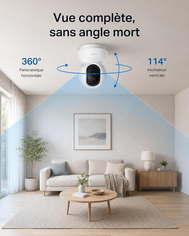 2K Camera Interieur WiFi 360° Intelligente Connectée,C210