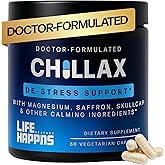 Life Happns Calm & Mood Support for Adults – Doctor-Formulated with Saffron, Magnesium, L-Theanine & Skullcap for Stress Relief & Emotional Balance | Non-Drowsy Natural Relaxation Supplement