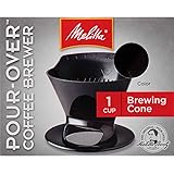 Melitta Filter Coffee Maker, Single Cup Pour-Over Brewer, Black, 1 Count