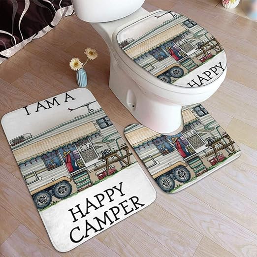 Amazon Com Mahenshangm Camping High Tech Wheel Trailer Fifth Rally Bathroom Rug Mats Set 3 Piece Memory Foam Soft Flannel Shower Bath Rugs Contour Mat Lid Toilet Cover Comfort Rugs Home Kitchen