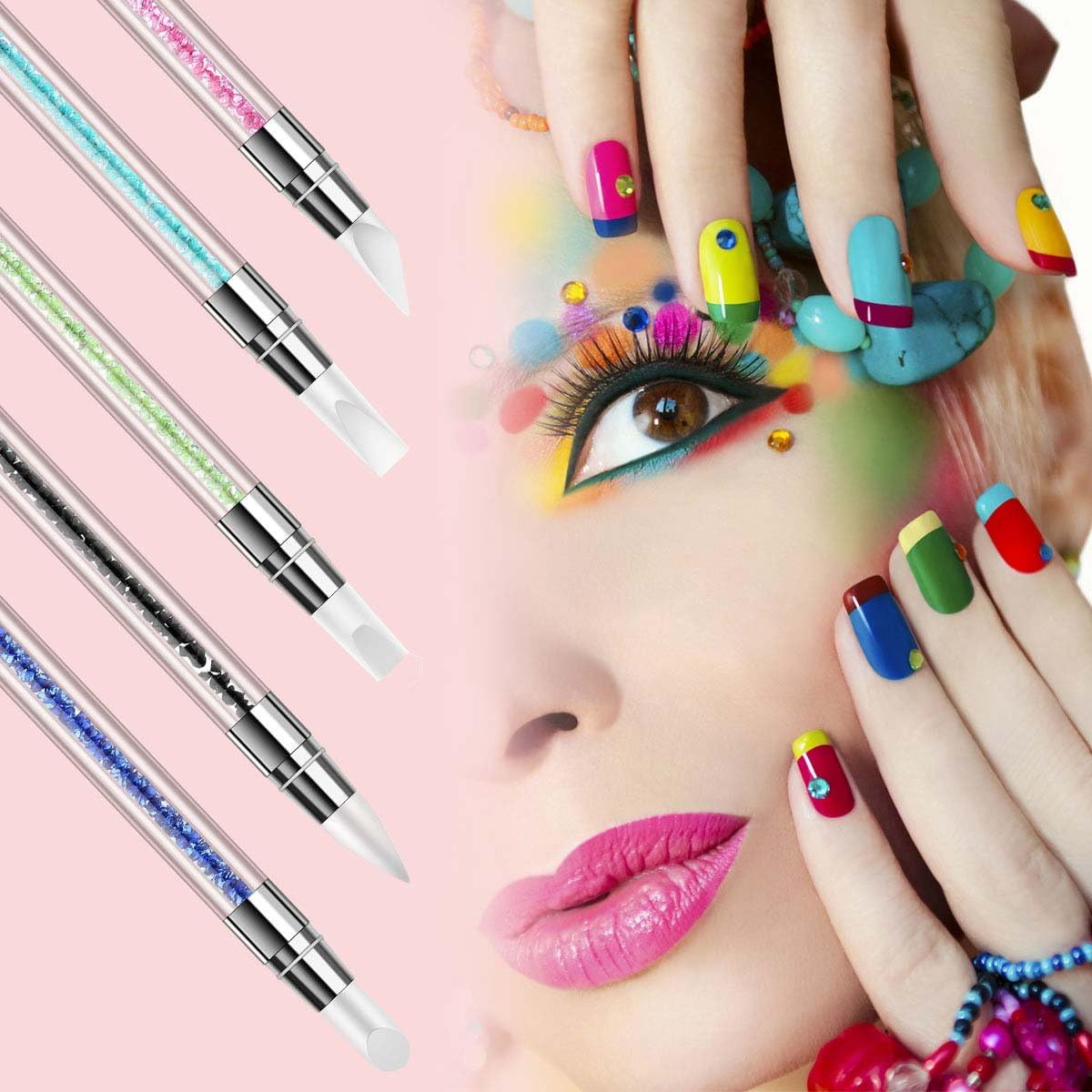 5 Pcs Acrylic UV Gel Nail Art Design Dotting Painting Drawing Polish Brush Pen Dotting Tools Set for Nail Art Embossing Stylus for Painting (5Pcs Nail Art Sculpture Pen) - Image 3
