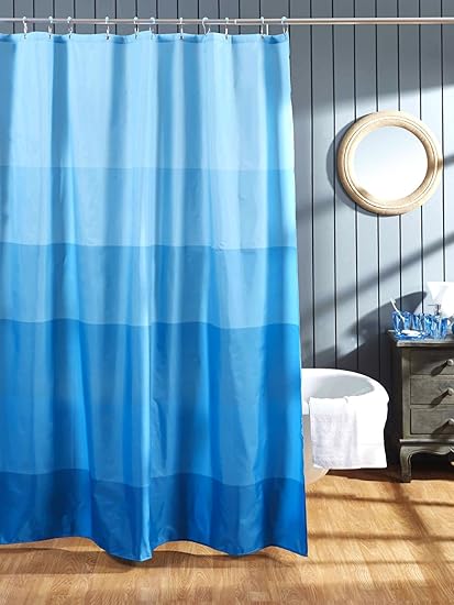 Obsessions Polyester Vivid Hema Textile Shower Curtain (Blue,180 X 200 cm)