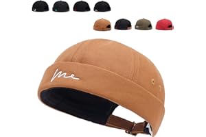 GADFARY Brimless Hats for Men Brimless Caps, Rolled Cuff Retro Docker Hat for Men Womens Skull Cap with Adjustable Brimless Hat