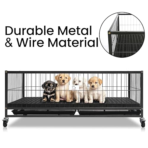 Homey Pet 42 Inch Dog Crate Cage Kennel, Stackable Dog Crates for