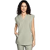 LAMBDA ACADIA Fiona Sleeveless Scrub Top for Women: Relaxed Fit, 2 Functional Hoodie-Style Pockets, and Ultimate Comfort