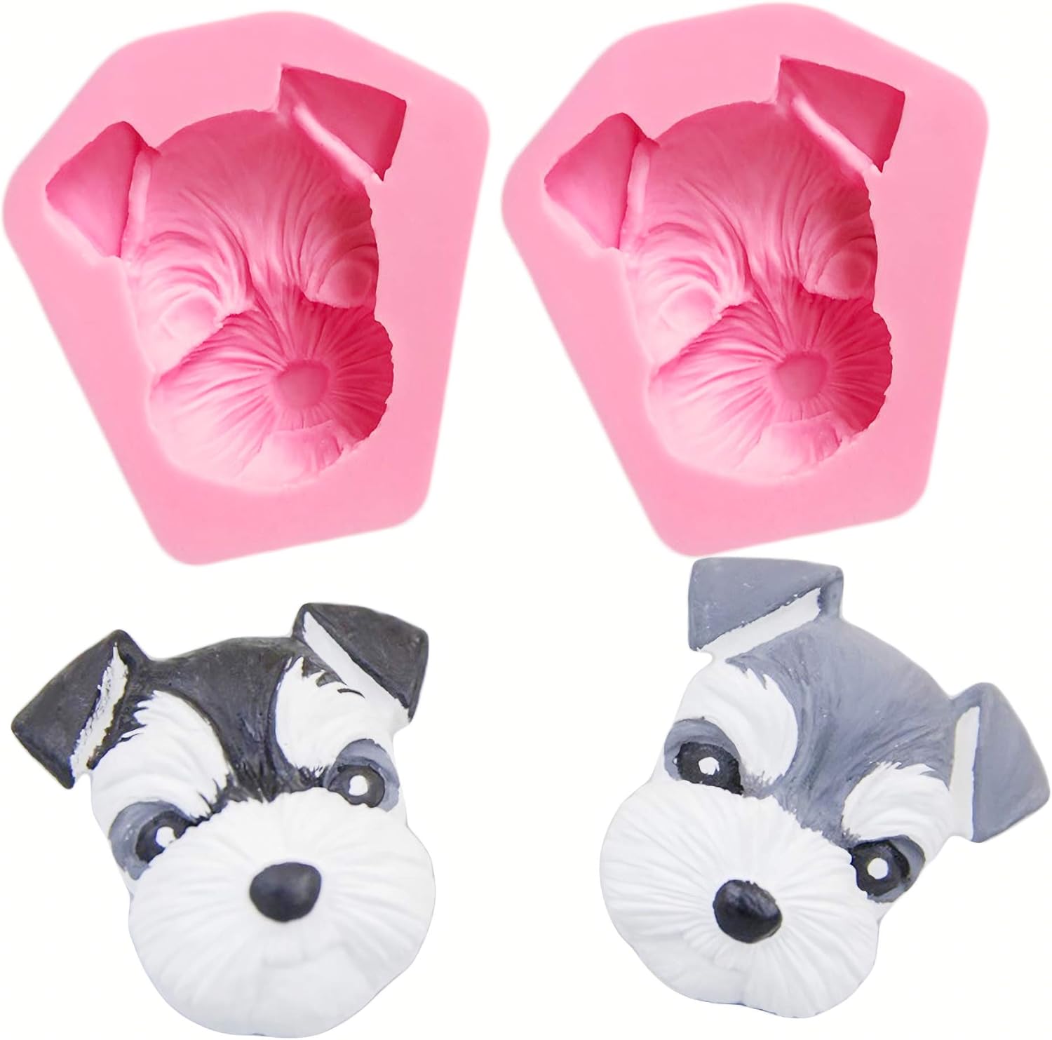 HengKe 2 Pcs Cute Lovely Animal Dog Silicone Mold for DIY Desserts Candy, Chocolate, Jelly,Gum Paste Cupcake ,Cake Topper Decoration,Fondant Mold Soap Handmade Ice Cream