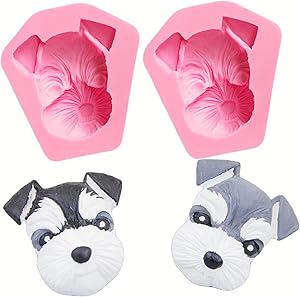 HengKe 2 Pcs Cute Lovely Animal Dog Silicone Mold for DIY Desserts Candy, Chocolate, Jelly,Gum Paste Cupcake ,Cake Topper Decoration,Fondant Mold Soap Handmade Ice Cream