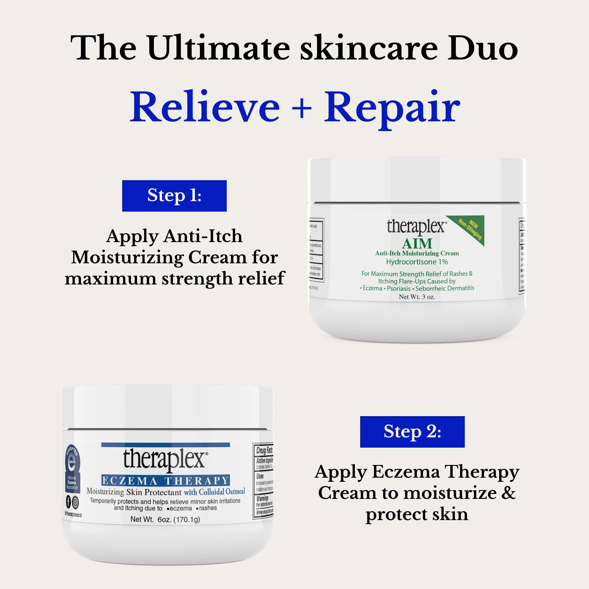 Theraplex AIM - Anti-Itch Moisturizing Cream (3 oz) - Non-stinging, Relieves Itching, Rashes, Flare Ups - Helps Repair & Restore the Skin's Natural Protective Barrier