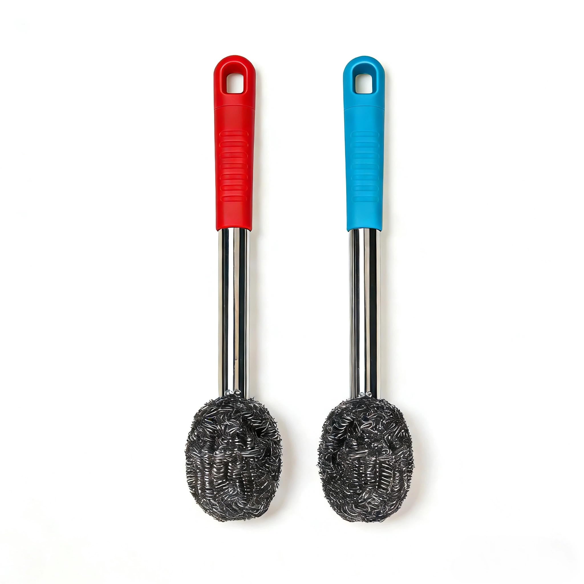 Photo 1 of 2PCS Steel Wool Scrubber with Handle Rustproof, Cast Iron Scrubber, Stubborn Messes Pot Brush, Remove Dirt for Cleaning Stoves,Sinks Dishes Grills Bowls & Metal Wire Sponge for Kitchens,Bathroom