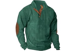 APIVOE Mens Corduroy Sweatshirts Casual Stand Collar Button Up Shirts Vintage Aztec Long Sleeve Mock Neck Sweaters Hoodies