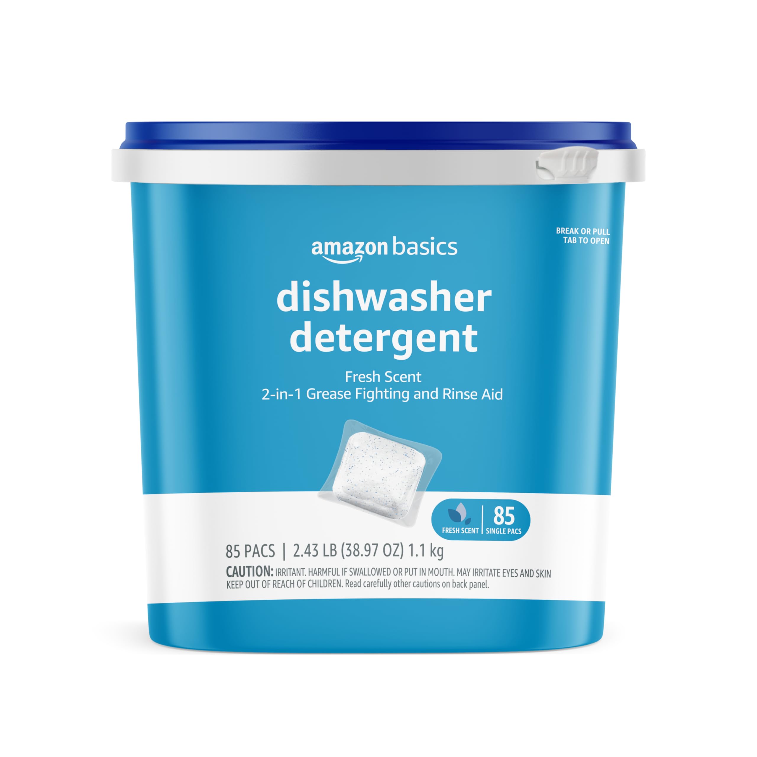 Photo 1 of Amazon Basics Dishwasher Detergent Pacs, Fresh Scent, 85 Count (Previously Solimo)