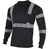 VENDACE Safety Reflective High Visibility Long Sleeve Shirts ANSI Class 3 Hi Vis Construction Work T Shirts for Men