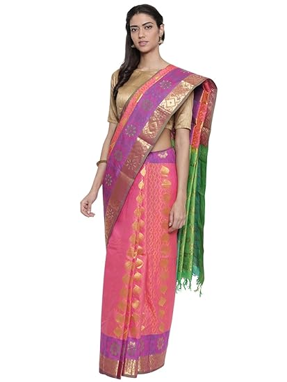 Embellished Dharmavaram Silk Saree - Raspberry Pink - (CCMYSS8935)