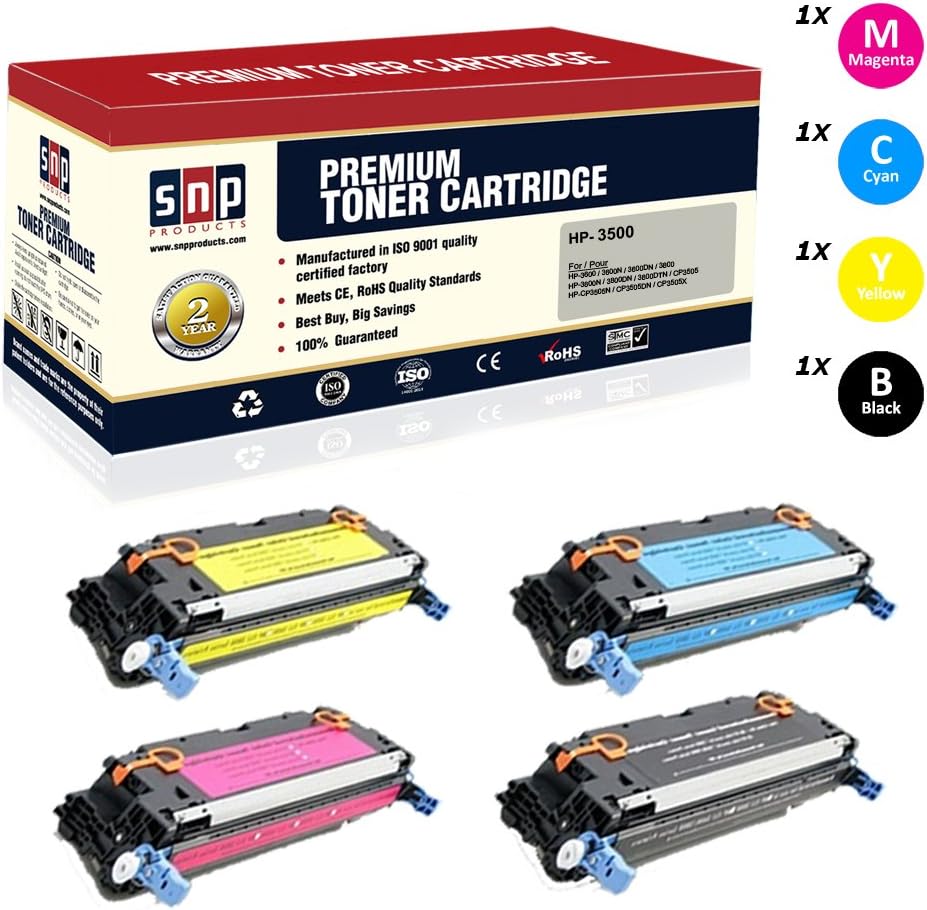 SNP Compatible Toner Cartridge for replacement of HP 3500(Q2680A), HP 308A/311A Black, Q2681A Cyan, Q2682A Yellow and Q2683A Magenta Compatible with–HP Color LaserJet 3500, 3500N, 3550, 3550N, 3700