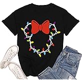 Christmas Lights Shirts Womens Merry Christmas Shirt Xmas Holiday Graphic Tshirt Funny Vacation Tee Tops