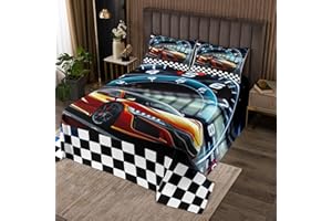 Feelyou Race Car Bedspread Queen Size Speed Sports Car Coverlet Set Ultra Soft Racing Car Quilted Coverlet for Kids Boys Girl