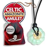 Double Lucky Celtic Lotus Donut and Feng Shui Coin Amulet Necklace - 30mm Good Luck and Protection Gemstone Pendant - Spiritual and Positive Energy Jewelry Gift for Women and Men