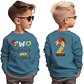 GLIGLITTR 2nd Birthday Boy Sweatshirt Two Year Old Toddler Boys Second Bday Party Outfits Western Cowboy Space Cartoon Shirts