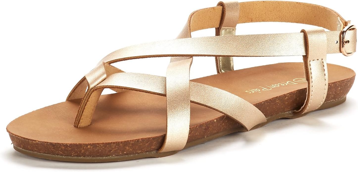 DREAM PAIRS Women's Bold_01 Gold Blush Slingback Flat