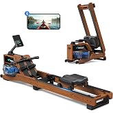 Merach R300 Oak Rowing Machine for Home Use with 15L Large Leak-Proof Tank | 12 Enhanced Resistance Blades, Immersive Wooden Rower, LCD Monitor &amp; Bluetooth, Ergonomic Leather Handle, Multi-App Support