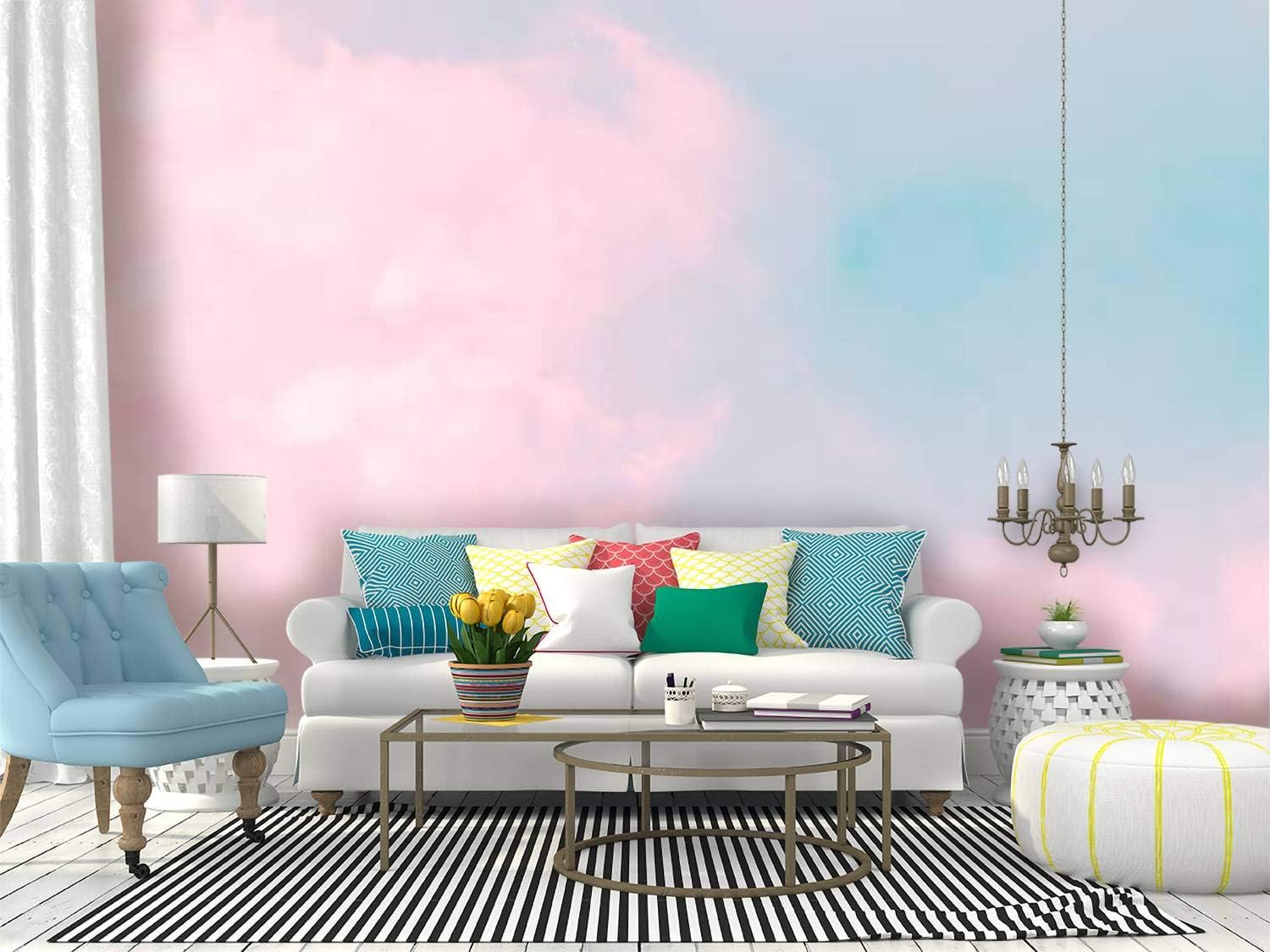 Amazon Com Wall Mural Cloud Series Colorful Cotton Candy Soft Fog And Clouds With A Peel And Stick Wallpaper Self Adhesive Wallpaper Large Wall Sticker Removable Vinyl Film Roll Shelf Paper Home Decor