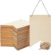 Juvale Unfinished Wood Crafts Blank Signs - 5.9 x 3.8 x 0.1 in, Brown, Pack of 48 - Bulk Wood Blanks & Shapes for Painting & Engraving DIY Crafts