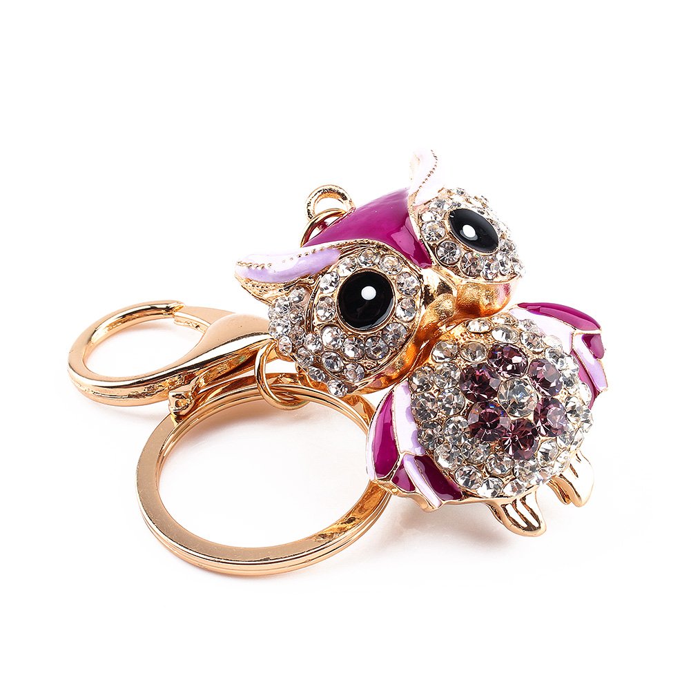 Oumefar Owl Key chain Rhinestone Crystal Key ring Unique Charm Wallet Bag School Bag Car Decoration Gift