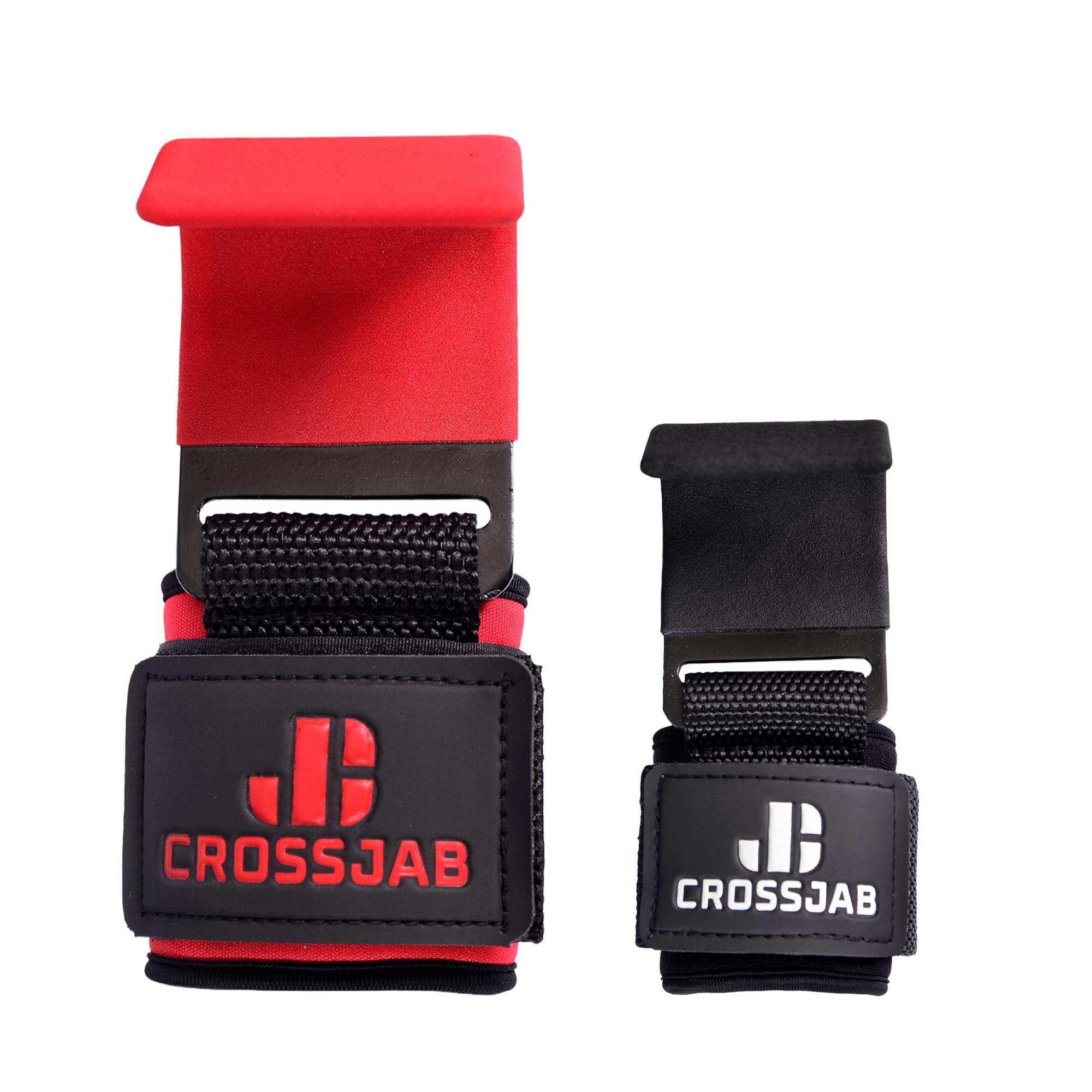 Weight Lifting Hooks Black Straps Pair, Neoprene Padded Wrist Wrap Support Non Slip Rubber Coated Grip Deadlift Powerlifting Chin Pull Up Exercise Fitness Training Bodybuilding Gym Workout (Red)