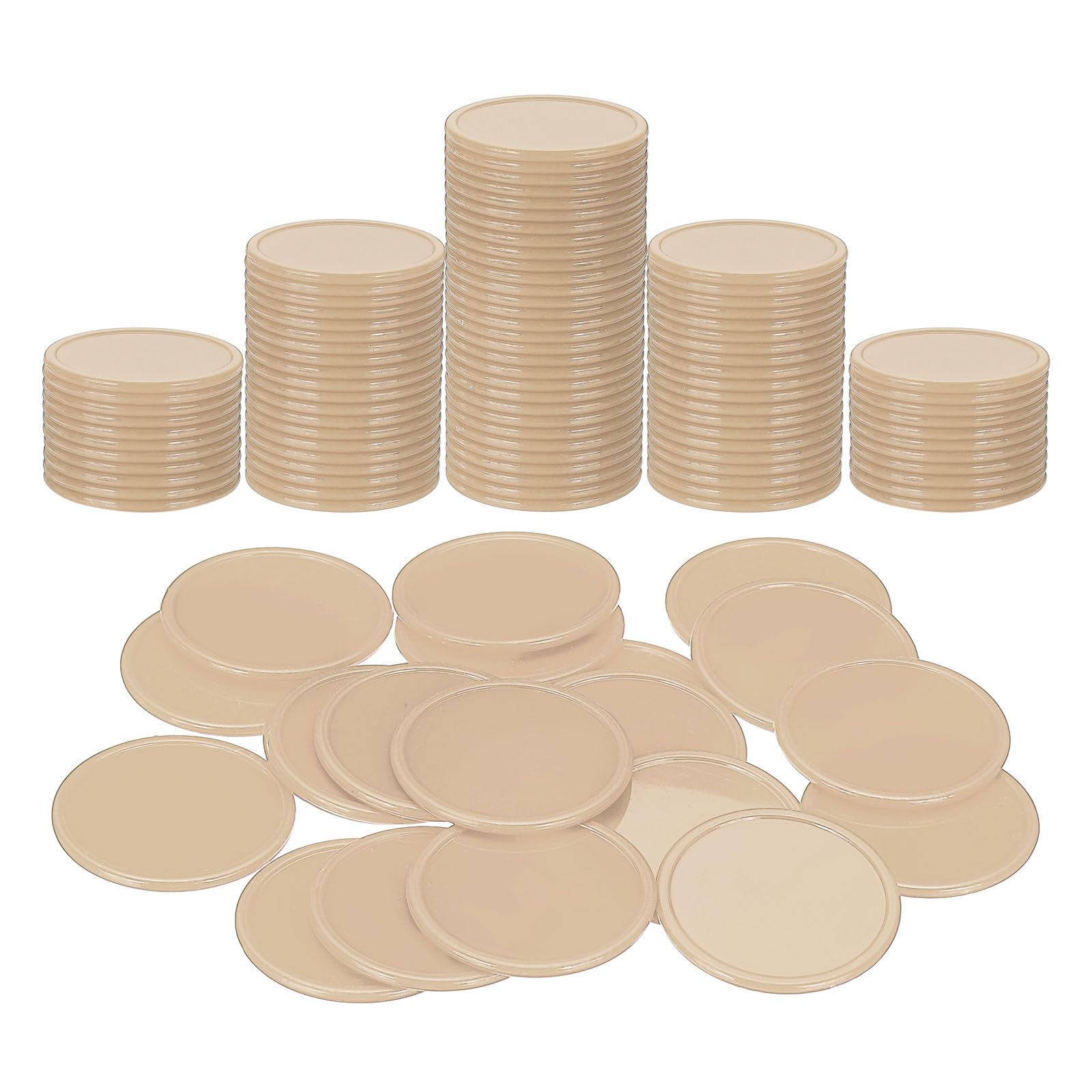 sourcing map 200Pcs Plastic Poker Chips, 1.5 Inch Learning Counters Counting Counters Disks Markers Opaque Game Tokens for Game Play Math Counting, Khaki