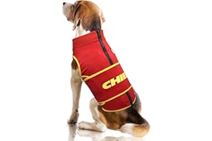 PETS FIRST NFL Kansas City Chiefs Dog Anxiety Shirt Calming Soothing Solution Vest, for Dogs/Cats with Anxiety, Fears, Fireworks, Loud Noises, Dark, Lonely Keeps Dogs Calm Feeling Safe, Relaxing Jacket, Small