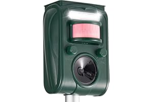 CIIC Upgraded Solar Ultrasonic Deer Repellent Devices Motion Detection, Waterproof Cat Repellent Outdoor, Squirrel Raccoon Rabbit Dog Repellent Deterrent with LED Flash Lights for Yard Farm Garden