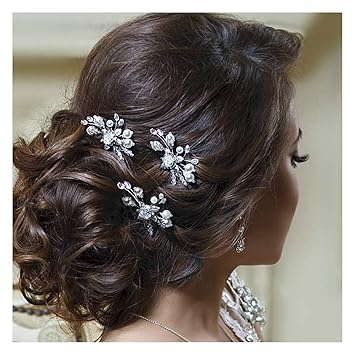 Buy Unicra Wedding Silver Floral Hair Pins Hair Set Jewelry