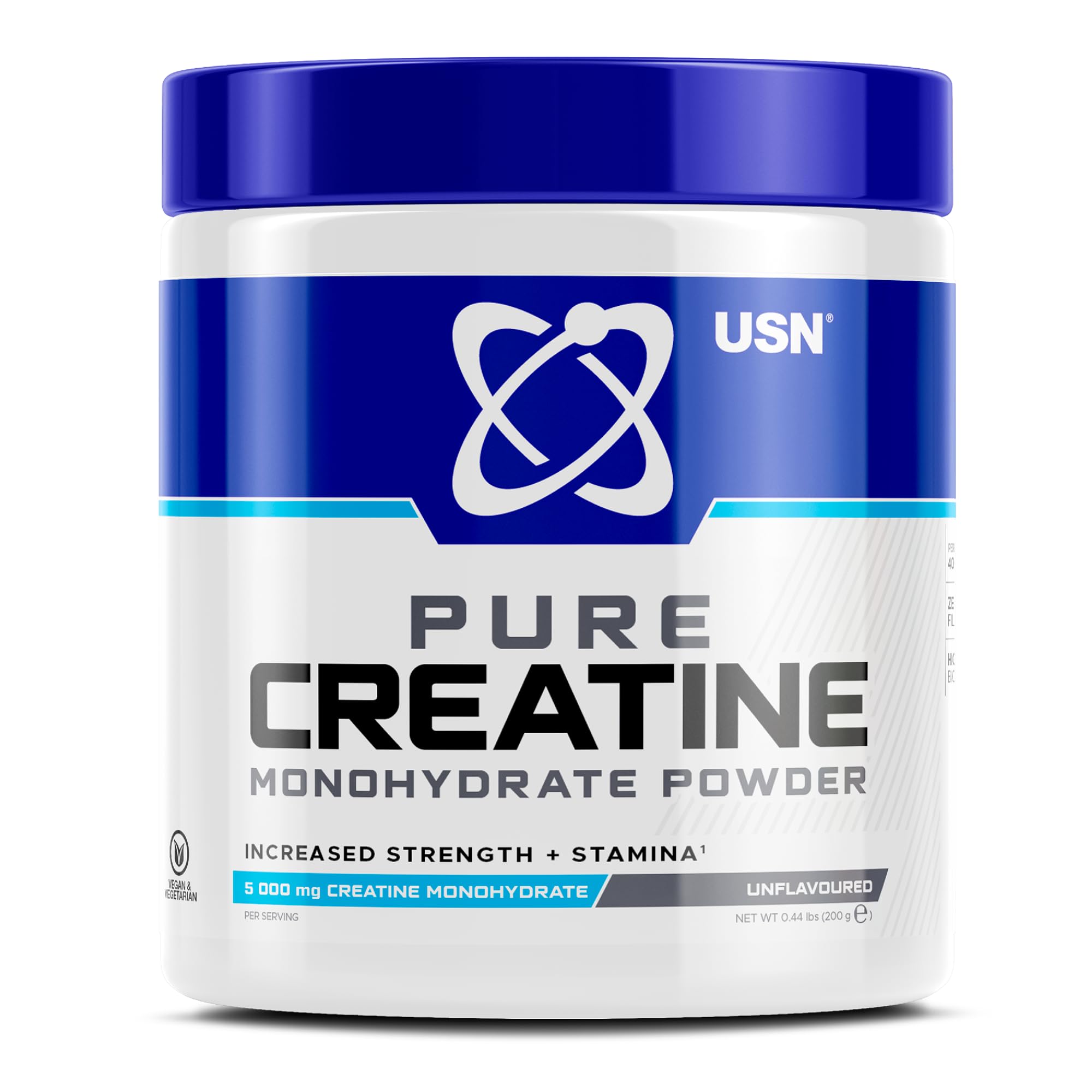 USN Micronized Creatine Monohydrate Powder, Unflavoured - 200g, Energy Drink for High Intensity Training, Muscle Growth, 100% Micronized Creatine Powder for Intra Workouts, Dietary Supplement