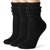 FGZ Womens Slouch Socks Cozy Retro Ribbed Cotton Knit Bootie Socks for Casual 3 Pairs,5-11