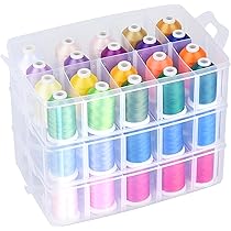Fil à Broder Simthread - 63 Couleurs Polyester, Avec Boîte De Rangement 3 étages, Pour Machines