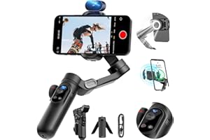 Smartphone Gimbal Stabilizer, 3-axis Stabilizer for iPhone&Android, AI Tracking Sensor(No App), Phone Gimbal w/OLED Screen/Built-in Light, AOCHUAN X Pro AI Version